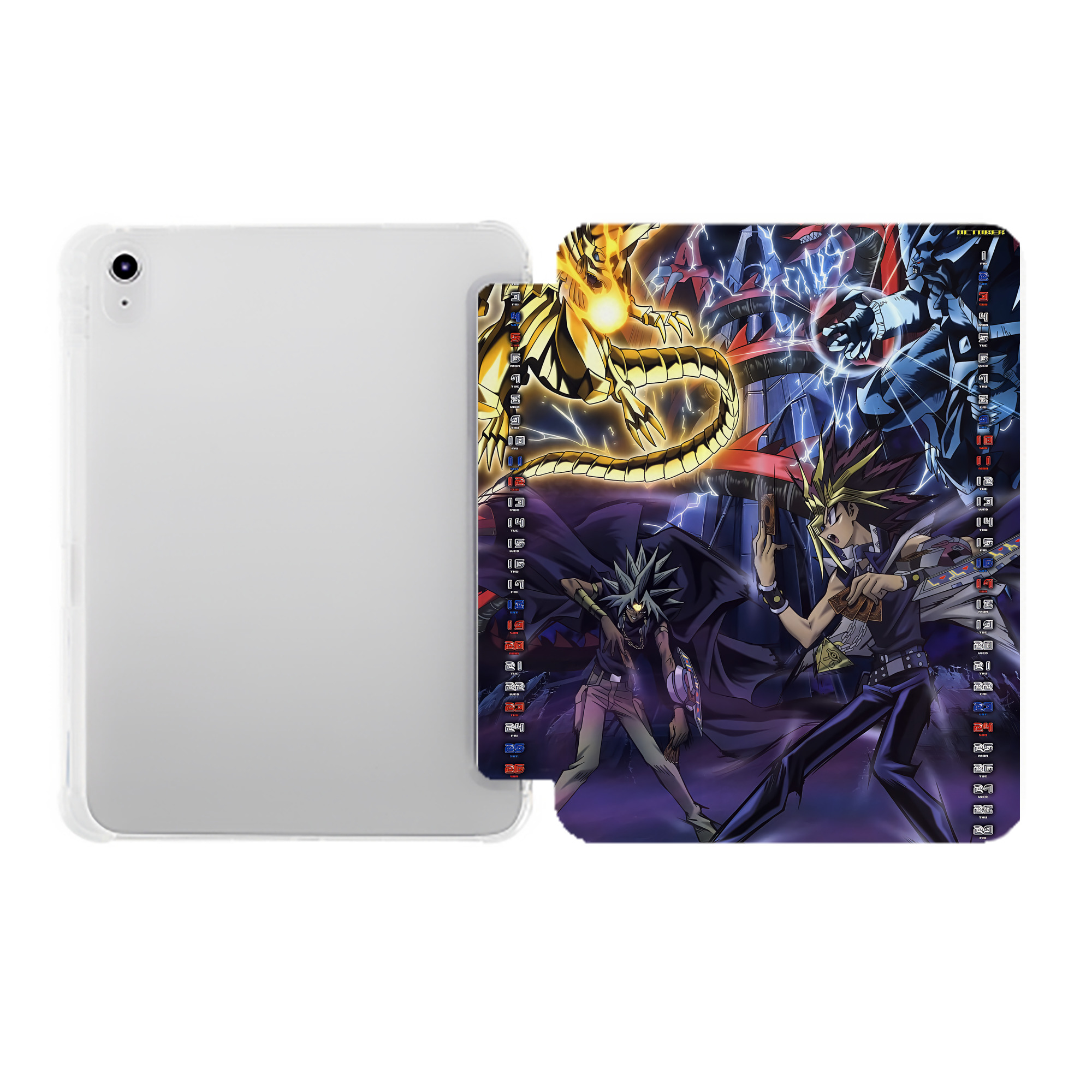（画像用） 遊☆戯☆王 Yu-Gi-Oh! IPad ケース ペン収納付き 三つ折りスタンド PUレザー×シリコン 対応機種9.5/10.5/10.9インチ